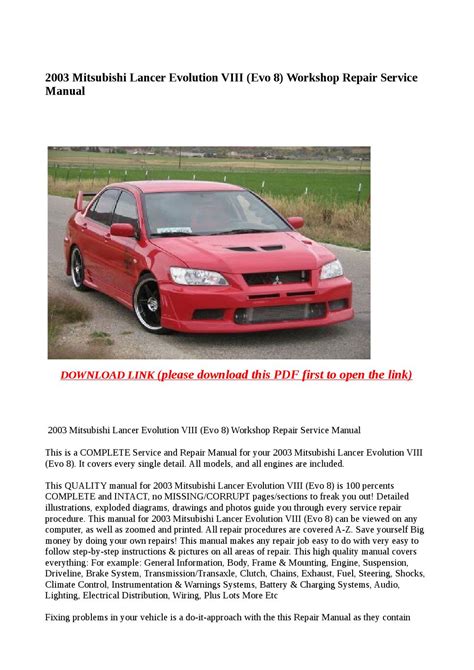 2008 Mitsubishi Lancer Evo X Service Manual