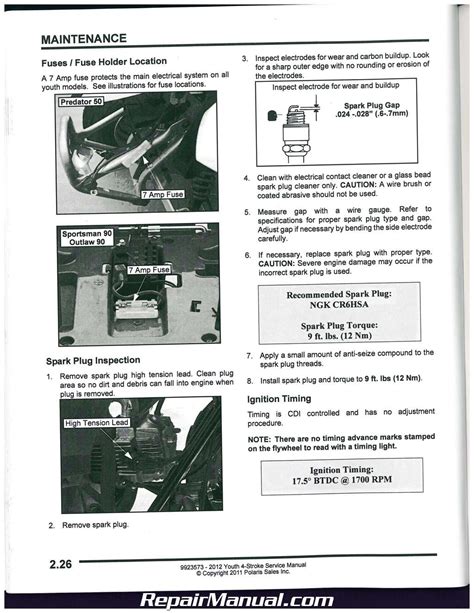 2008 Polaris Outlaw Predator Sportsman 50 90 Repair Manual