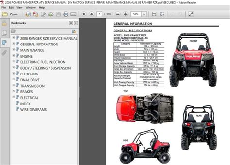 2008 Polaris Ranger Rzr Atv Service And Repair Manual