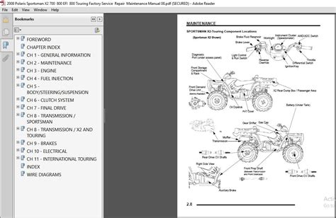 2008 Polaris Sportsman X2 700 800 Efi 800 Touring Atv Service Repair Manual Download