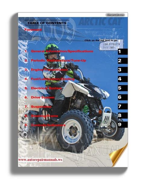 2009 Arctic Cat 250 Utility 300 Dvx Service Repair Workshop Manual Download