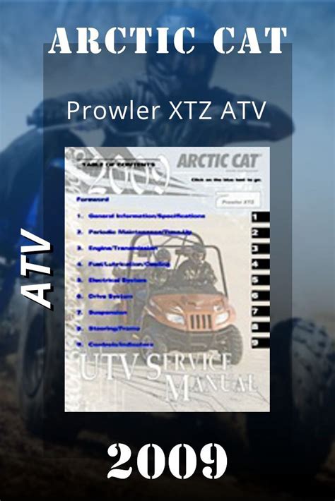 2009 Arctic Cat Prowler Xtz Utv Service Repair Manual 09