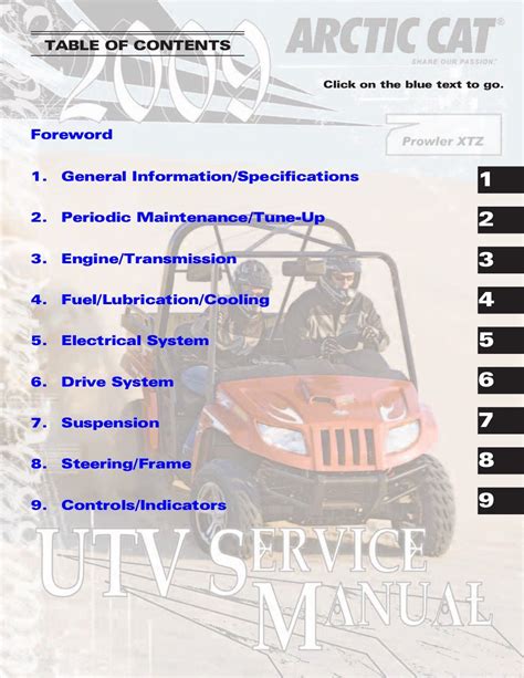 2009 Arctic Cat Prowler Xtz Utv Service Repair Manual Download 09