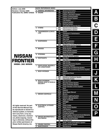 2009 Nissan Frontier Service Repair Manual Download 09