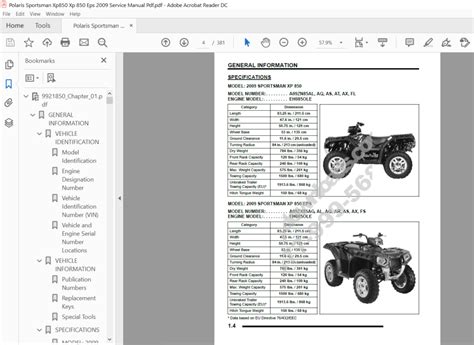 2009 Polaris Sportman Xp 850 Xp850 Eps Atv Workshop Repair Service Manual