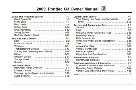 2009 Pontiac G3 Manual and Wiring Diagram