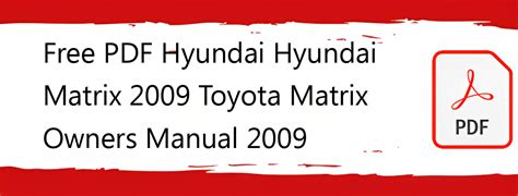 2009 Toyota Matrix Owners Manual Online