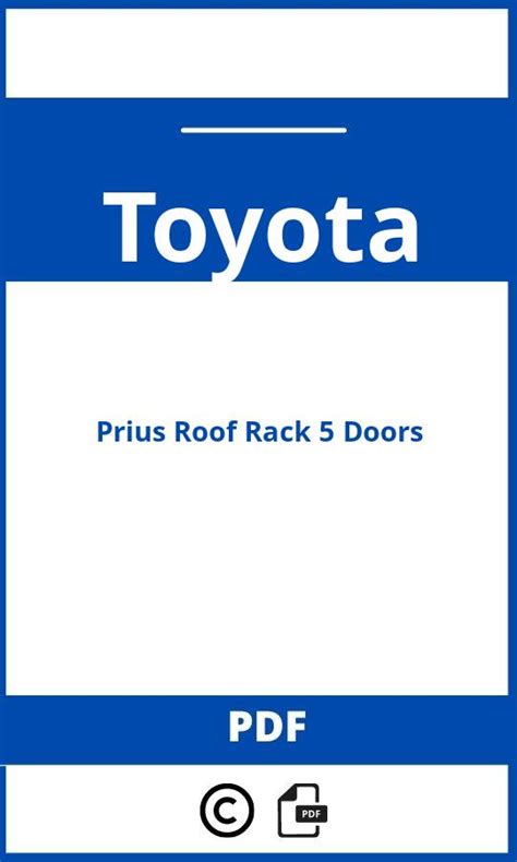 2009 Toyota Prius Roof Rack 5 Doors Manual and Wiring Diagram