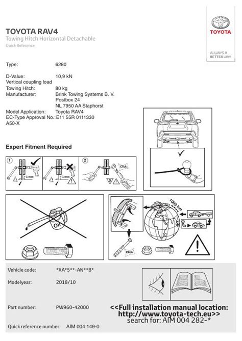2009 Toyota Urban Cruiser Towing Hitch Detachable Horizontal Awd Manual and Wiring Diagram