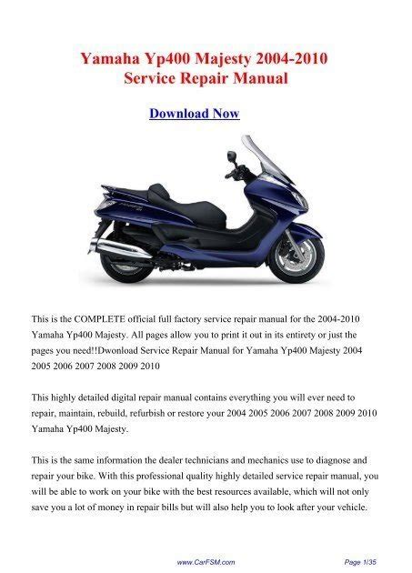 2009 Yamaha Majesty Motorcycle Service Manual