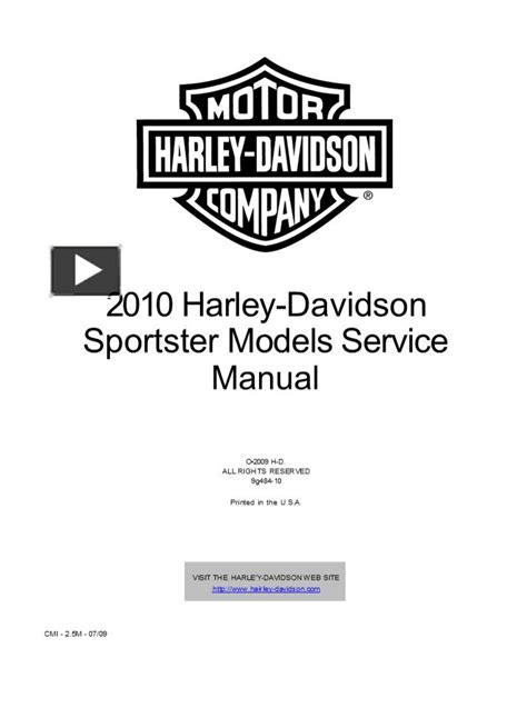 2010 Harley Davidson Sportster Models Service Manual