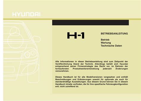 2010 Hyundai H 1 Grand Starex Betriebsanleitung German Manual and Wiring Diagram