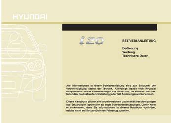 2010 Hyundai I20 Betriebsanleitung German Manual and Wiring Diagram