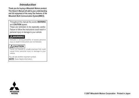 2010 Mitsubishi Lancer Sportback Mmcs Manual Manual and Wiring Diagram