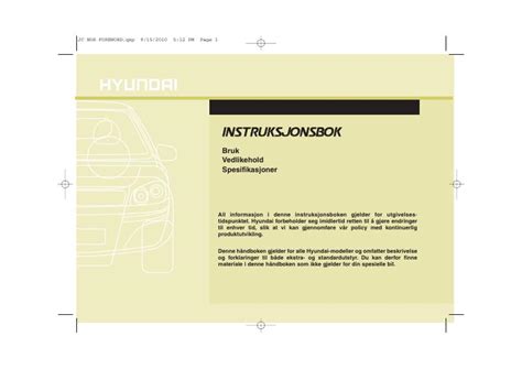 2011 Hyundai Ix20 Brukerhandbok Norwegian Manual and Wiring Diagram