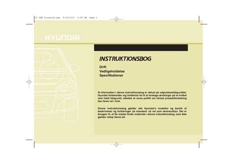2011 Hyundai Ix20 Instruktionsbog Danish Manual and Wiring Diagram