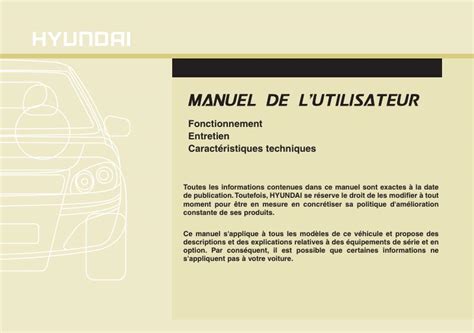 2011 Hyundai Ix35 Manuel DU Proprietaire French Manual and Wiring Diagram
