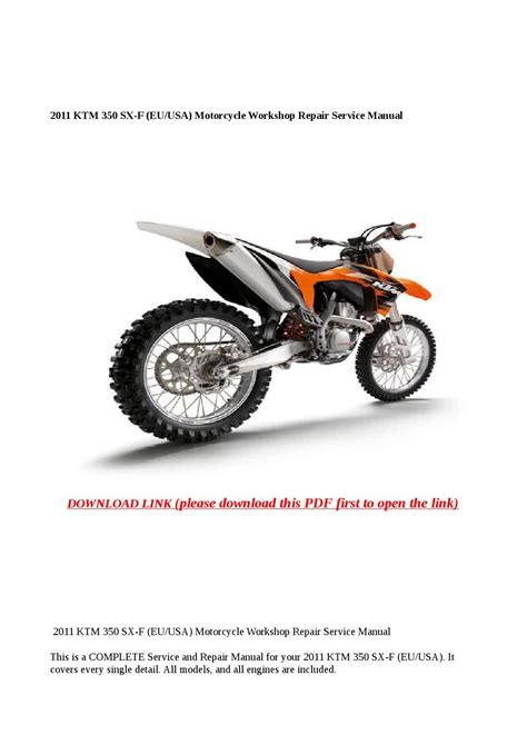 2011 Ktm 350 Sx F Eu Usa Motorcycle Workshop Repair Service Manual Best Download