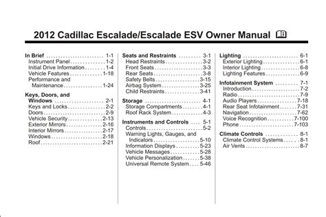 2012 Cadillac Escalade Owners Manual