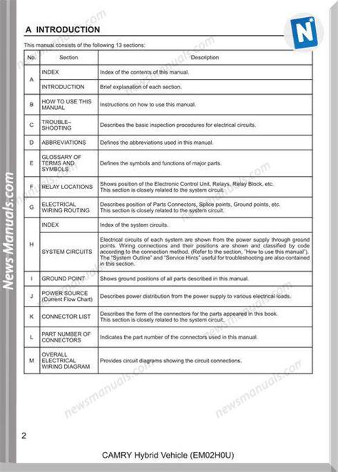 2013 Toyota Camry Hybrid Maintenance Manual and Wiring Diagram