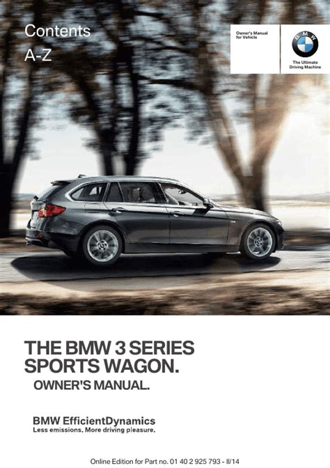 2014 BMW 328d xDrive Sports Wagon Manual and Wiring Diagram