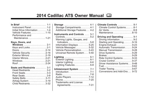 2014 Cadillac Ats Owner Manual Manual and Wiring Diagram