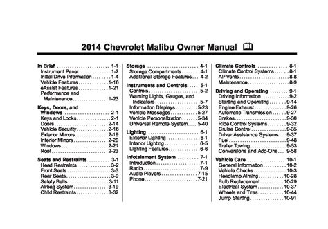 2014 Chevrolet Malibu Owners 1 Manual and Wiring Diagram