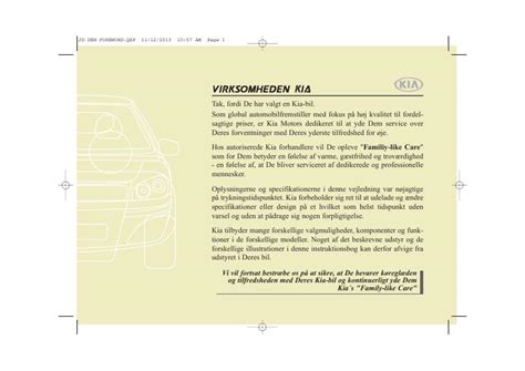 2014 Kia Cee D Instruktionsbog Danish Manual and Wiring Diagram