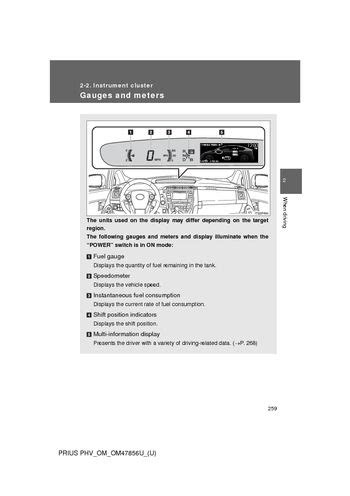 2014 Toyota Prius Plug IN Hybrid Instrument Cluster Manual and Wiring Diagram