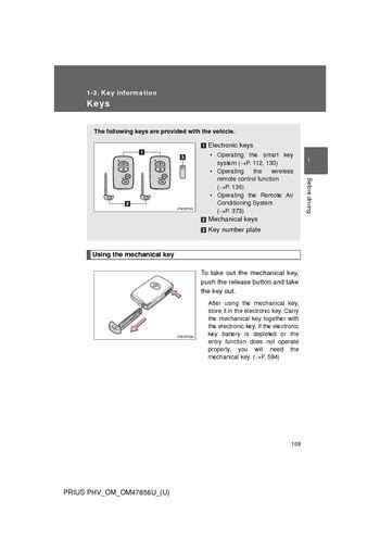 2014 Toyota Prius Plug IN Hybrid Key Information Manual and Wiring Diagram