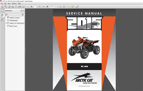 2015 Arctic Cat Xc450 Atv Factory Service Manual