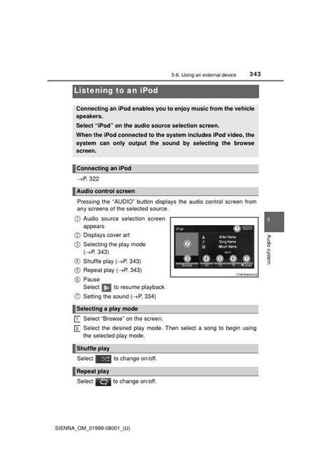 2015 Toyota Sienna Using AN External Device Manual and Wiring Diagram