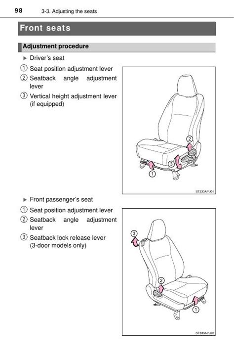 2015 Toyota Yaris Adjusting The Seats Manual and Wiring Diagram