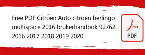 2016 Citron Berlingo Multispace Brukerhandbok Norwegian Manual and Wiring Diagram