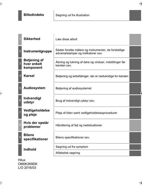 2016 Toyota Hilux Instruktionsbog Danish Manual and Wiring Diagram