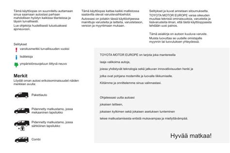 2016 Toyota Proace Omistajan Kasikirja Finnish Manual and Wiring Diagram