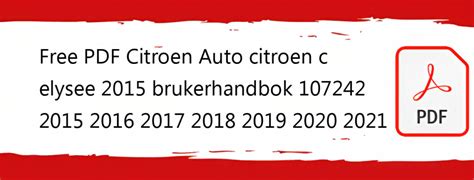 2017 Citron C Elysee Brukerhandbok Norwegian Manual and Wiring Diagram