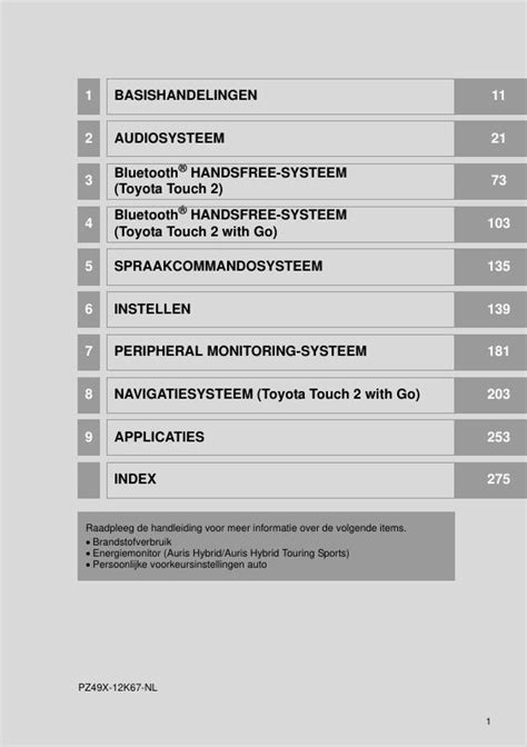 2017 Toyota Auris Touring Sports Handleiding Dutch Manual and Wiring Diagram