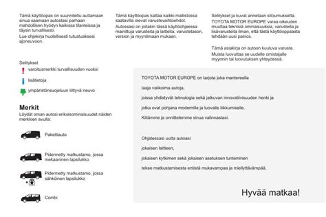 2017 Toyota Proace Verso Omistajan Kasikirja Finnish Manual and Wiring Diagram