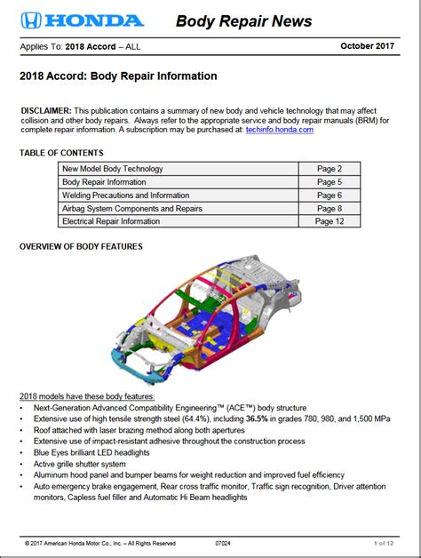 2018 Honda Accordhybrid Manual and Wiring Diagram