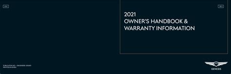 2019 Genesis 19my Owner S Handbook And Warranty Manual and Wiring Diagram