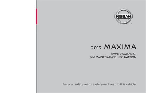2019 Nissan Maxima Owner Manual Manual and Wiring Diagram