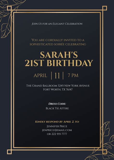 21st Birthday Invitation Templates