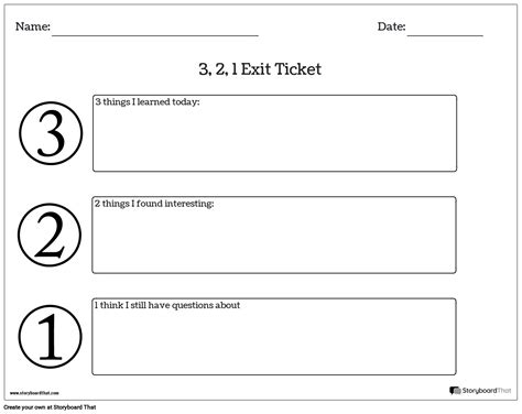 3 2 1 Exit Ticket Template
