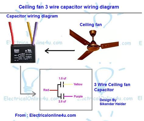 3 Wire Capacitor Ceiling Fan Wiring Diagram