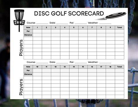 30 Hole Disc Golf Scorecard Template Editable