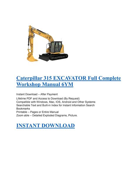 315 Caterpillar Excavator Repair Manual