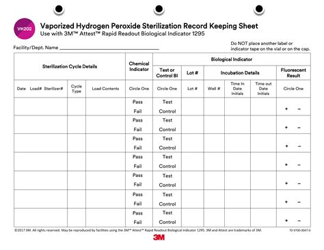 3m Attest Log Sheet Printable