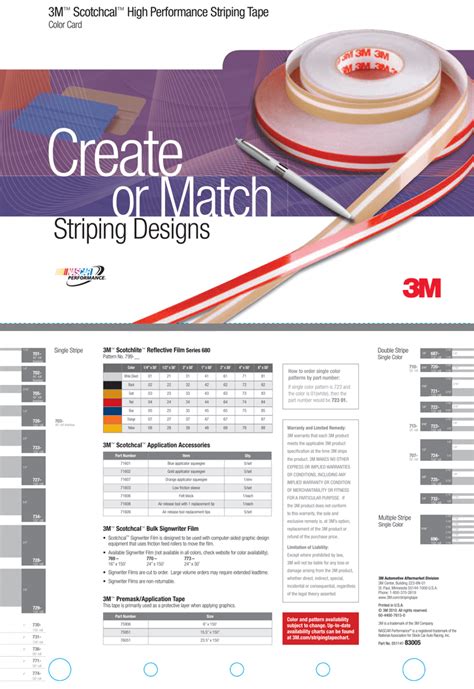 3m Pinstripe Tape Chart