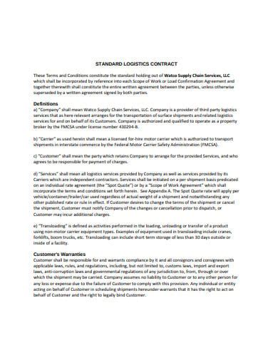 3pl Logistics Contract Template